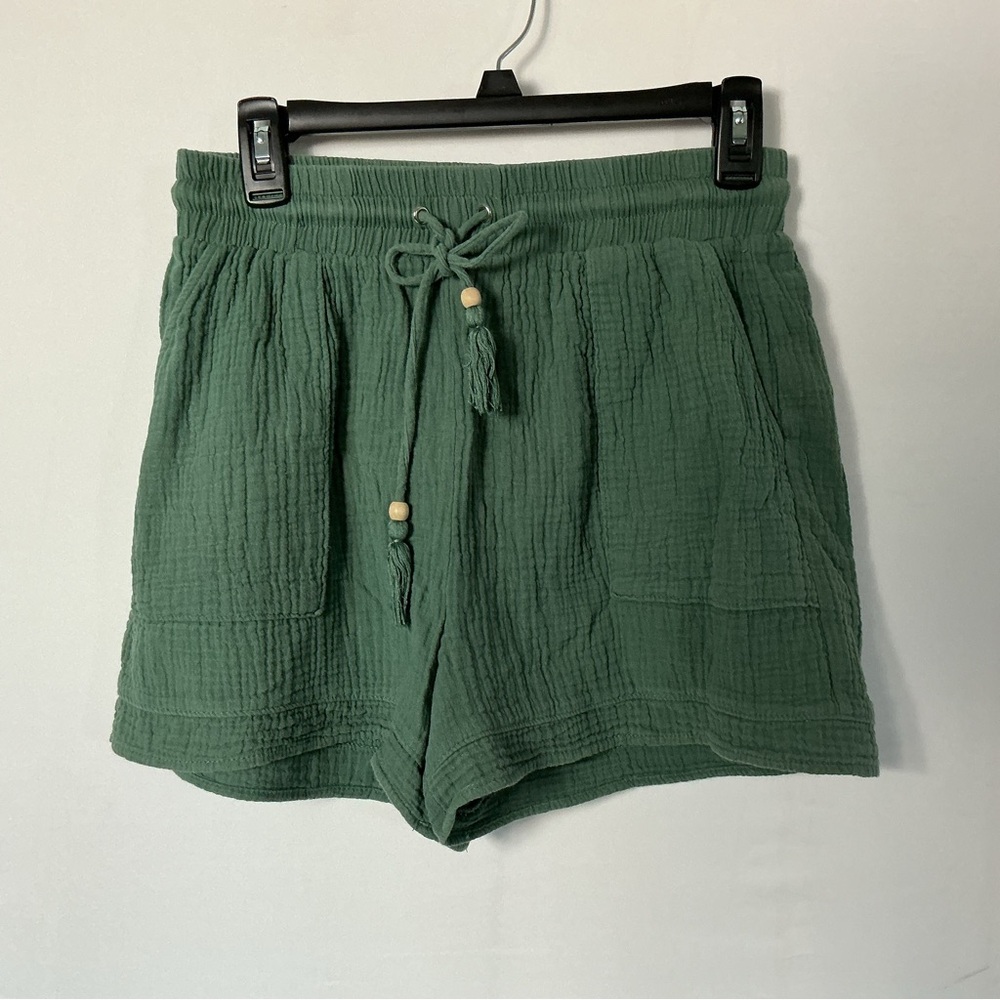 Staccato Forest Green Gauze Drawstring Athletic Shorts